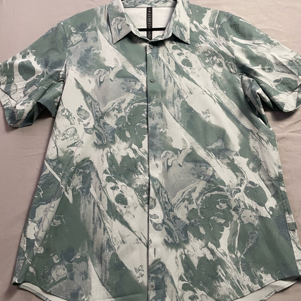 lululemon athletica Abstract Green and White Shirt